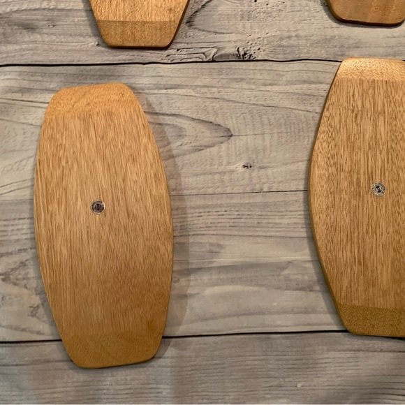 Steak plate with wooden platform ~ set of 4 - Picture 9 of 15